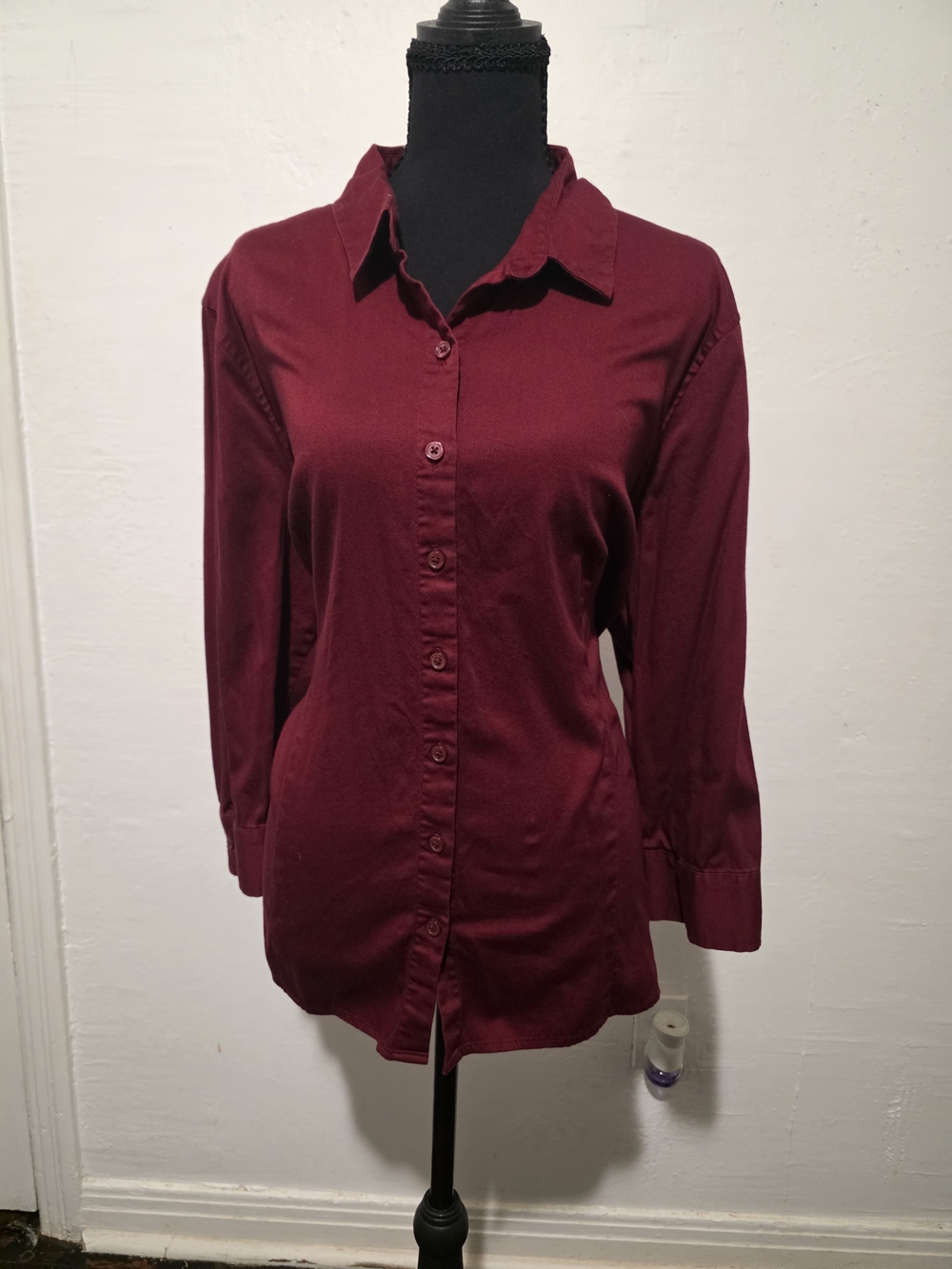 Van Heusen Women's Button-Down Shirt - Burgundy